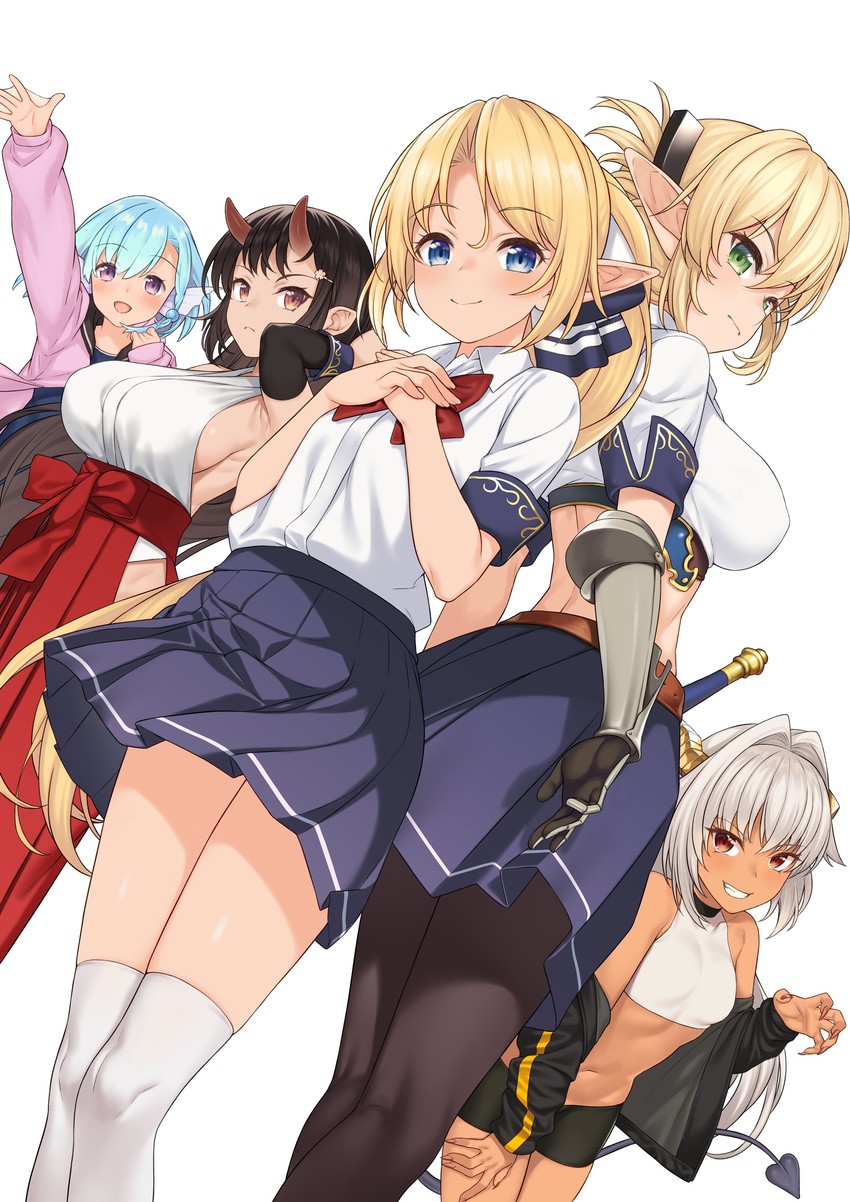 iris, ursula, aegis, origamine ouka, and elliot leucosia (enjo kouhai) drawn by takunomi