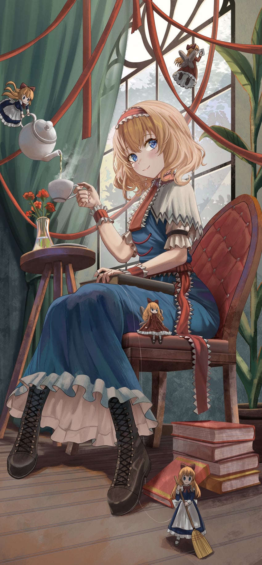 alice margatroid, shanghai doll, and hourai doll (touhou) drawn by silvertsuki