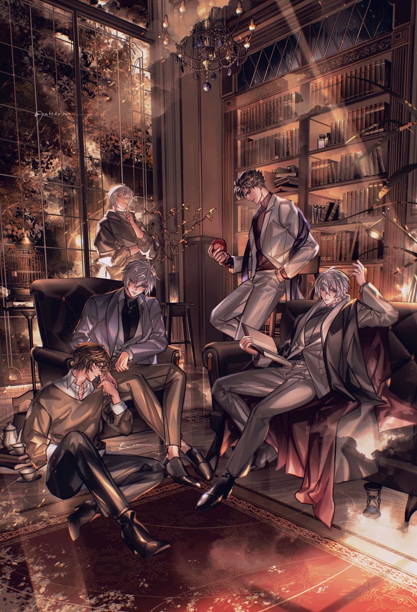 sandalphon, lucifer, belial, lucilius, and lucio (granblue fantasy) drawn by yakikesen
