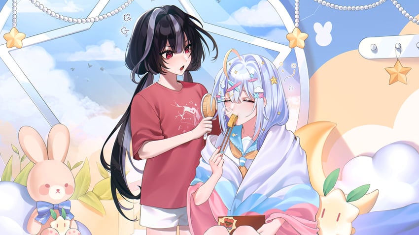 ayna and aosora popo (algorhythm project) drawn by montaro
