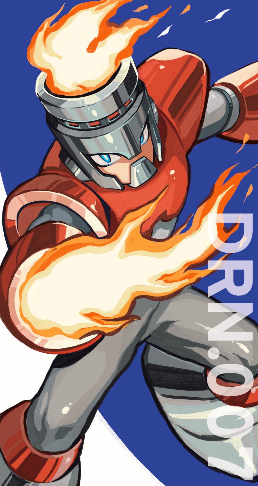 fire man (mega man and 1 more) drawn by rorobo_15