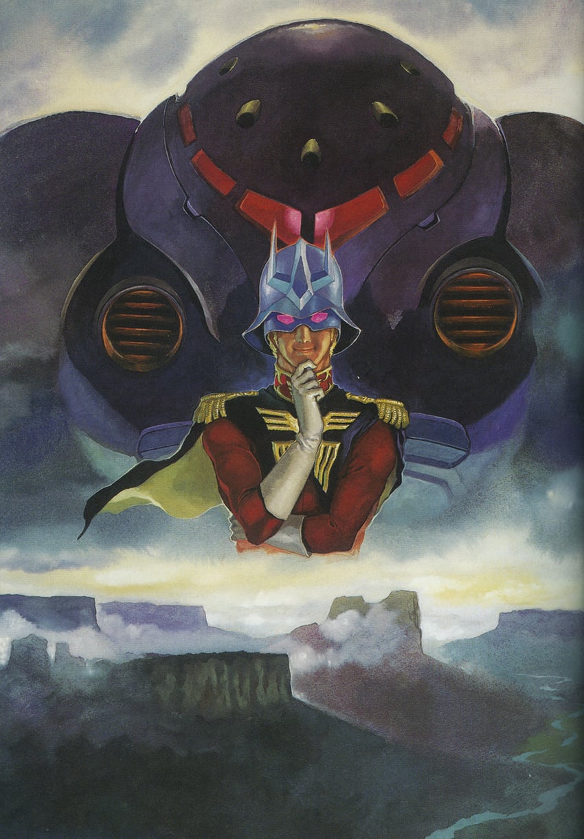 char aznable, z'gok, and z'gok char custom (gundam and 1 more) drawn by yasuhiko_yoshikazu
