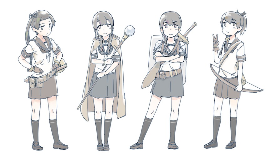 shikinami, ayanami, isonami, and uranami (kantai collection) drawn by wachi_(hati1186)