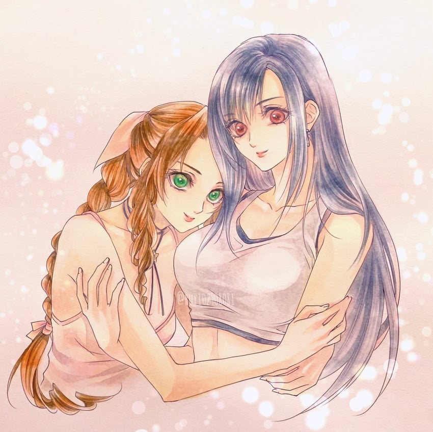tifa lockhart and aerith gainsborough (final fantasy and 2 more) drawn by ruy