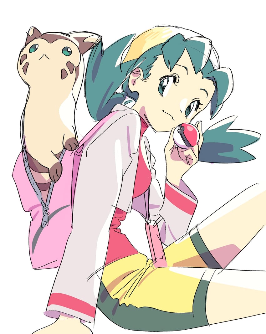 kris and furret (pokemon and 1 more) drawn by kariya_(kry_aia)