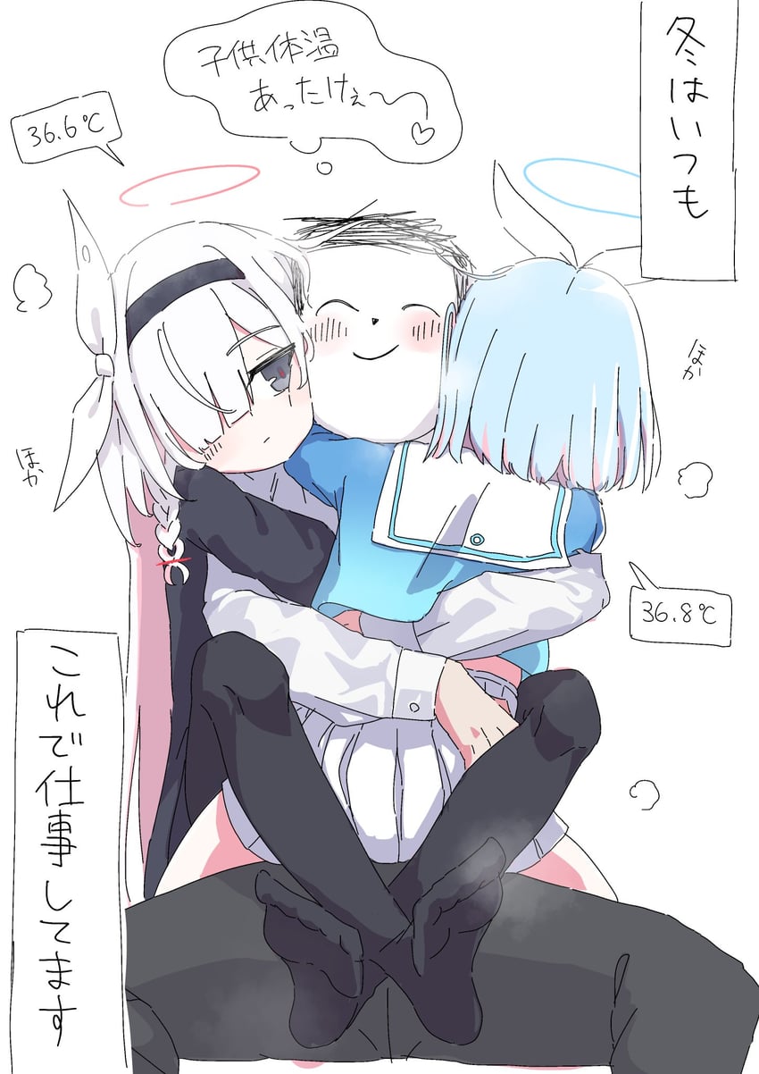 sensei, doodle sensei, arona, and plana (blue archive) drawn by kuragesensei