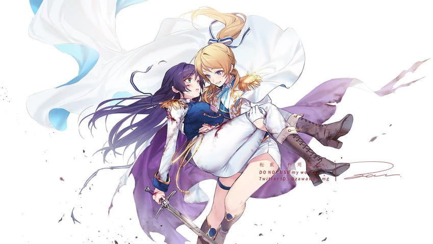 tojo nozomi and ayase eli (love live! and 1 more) drawn by zawawa_(satoukibi1108)