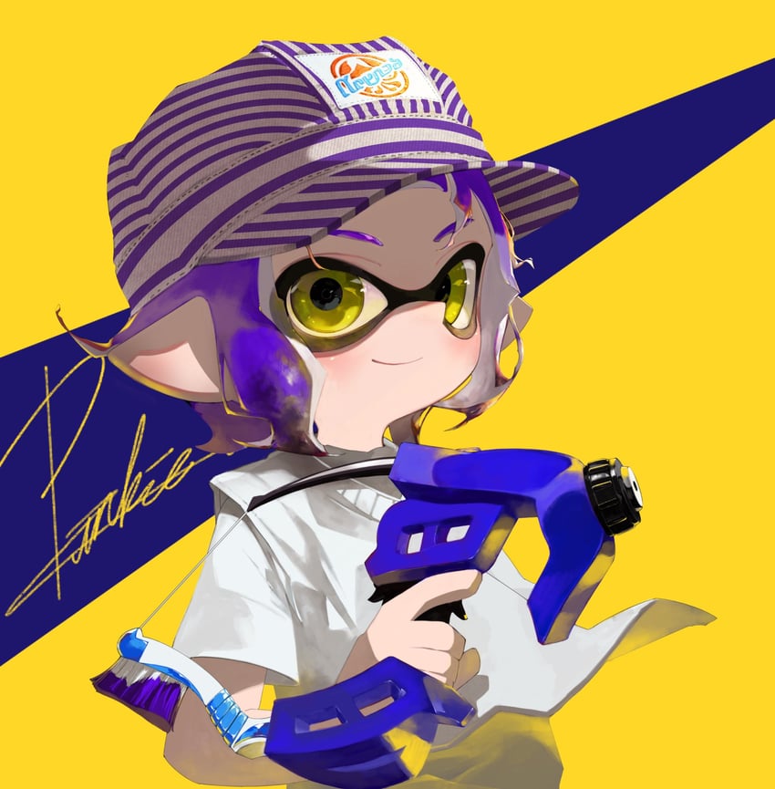 inkling player character and inkling girl (splatoon and 1 more) drawn by mhxbump