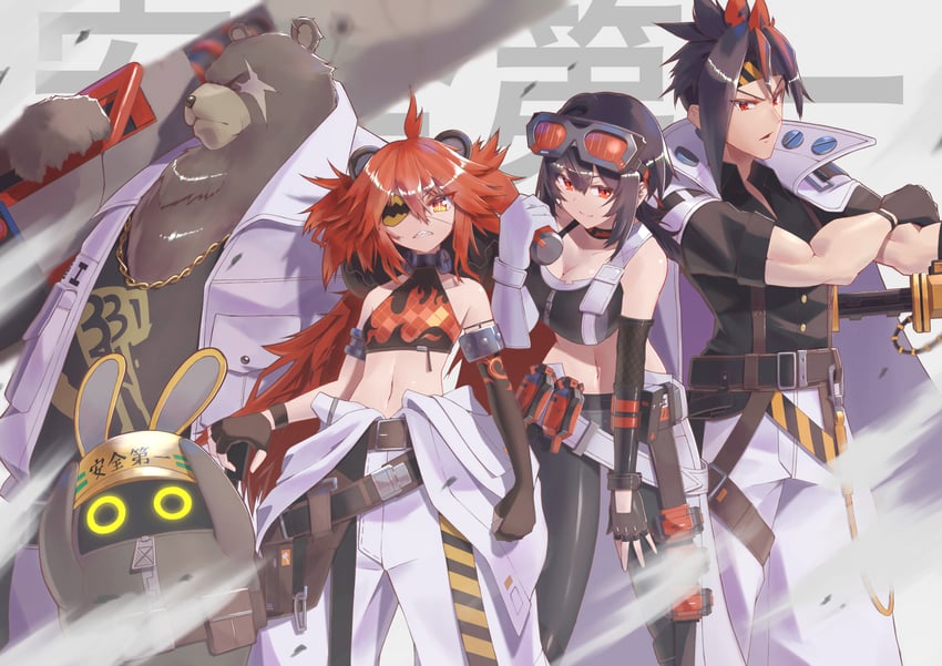 grace howard, koleda belobog, ben bigger, anton ivanov, and safety (zenless zone zero) drawn by strail_cycleman