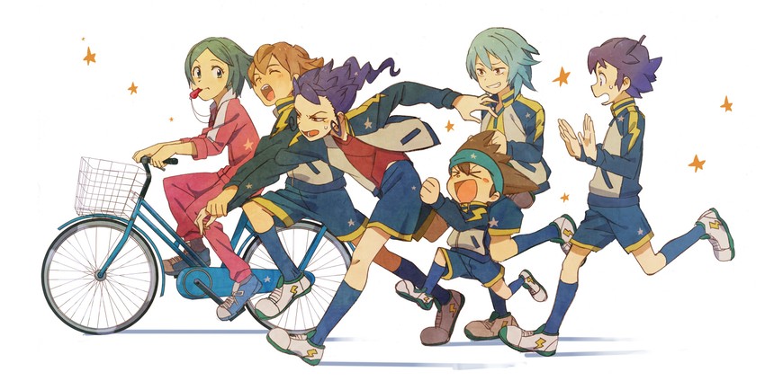 kariya masaki, matsukaze tenma, tsurugi kyousuke, sorano aoi, nishizono shinsuke, and 1 more (inazuma eleven and 1 more) drawn by mezashi_(mezasi)