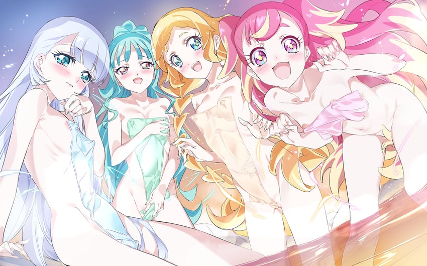 nekoyashiki yuki, inukai komugi, nekoyashiki mayu, inukai iroha, cure wonderful, and 3 more (precure and 1 more) drawn by niko_(tama)