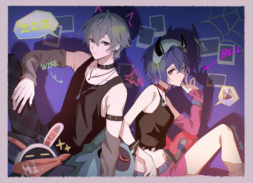 belle, wise, and eous (zenless zone zero) drawn by hinatsu