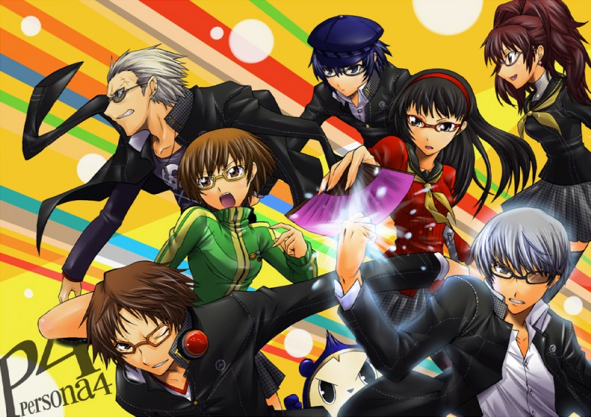 narukami yu, shirogane naoto, satonaka chie, kujikawa rise, amagi yukiko, and 3 more (persona and 1 more) drawn by segami_daisuke