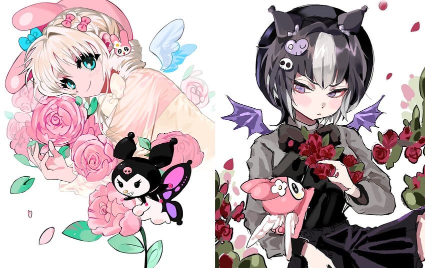 my melody and kuromi (sanrio and 1 more) drawn by 2pineapplepizza