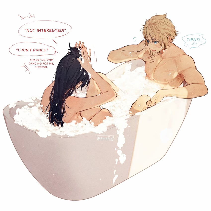 tifa lockhart and cloud strife (final fantasy and 2 more) drawn by maiii_(smaii_i)