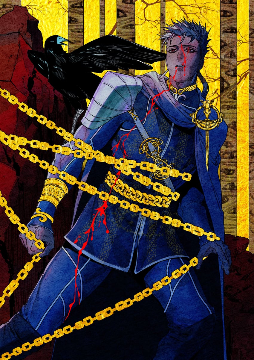 cu chulainn (fate and 2 more) drawn by fi-n-ona