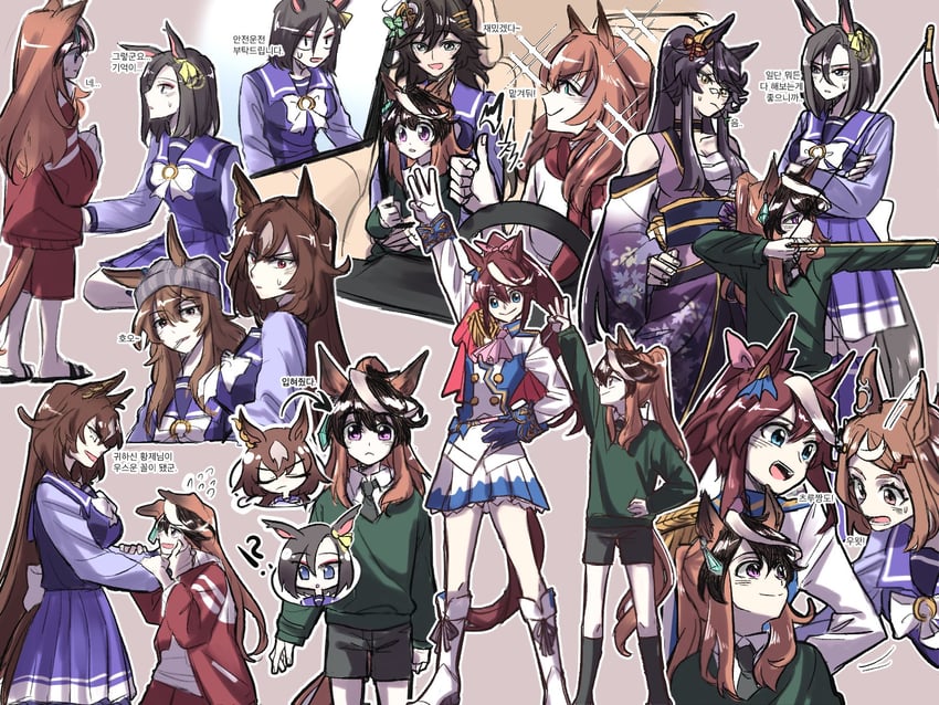 tokai teio, symboli rudolf, sirius symboli, mr. c.b., air groove, and 4 more (umamusume) drawn by taisaaa