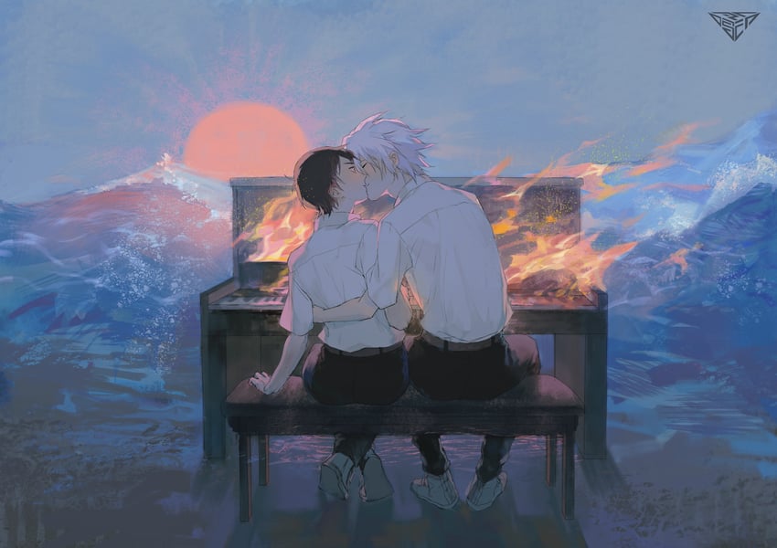 ikari shinji and nagisa kaworu (neon genesis evangelion) drawn by tsukixxx