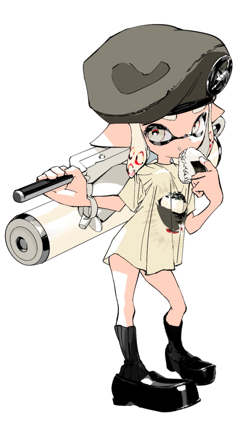inkling player character and inkling girl (splatoon and 1 more) drawn by lantern_madoyoi