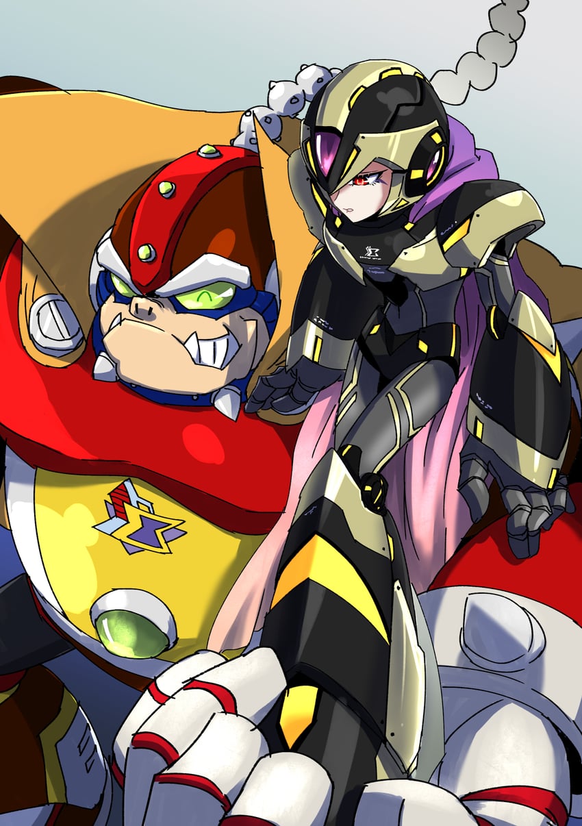 x-kai and violen (mega man and 3 more) drawn by hiyoko_ai