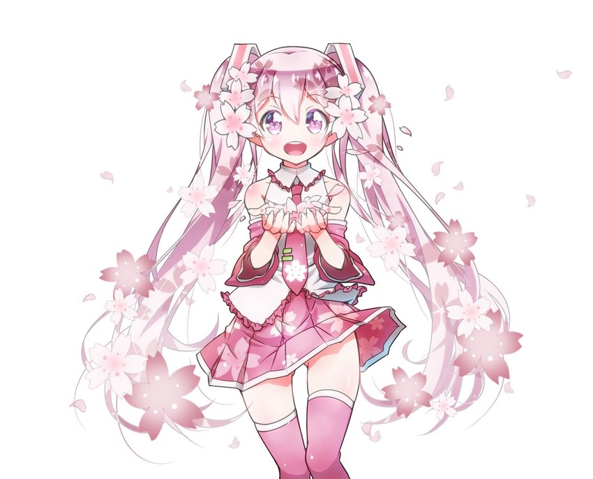 hatsune miku and sakura miku (vocaloid) drawn by fuusen_neko