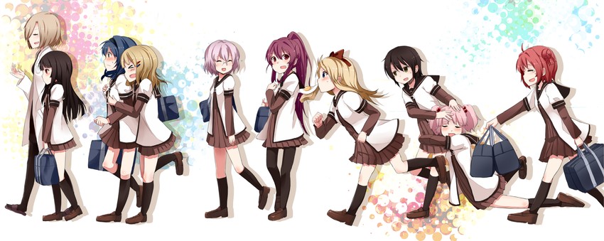 toshinou kyouko, akaza akari, funami yui, yoshikawa chinatsu, oomuro sakurako, and 5 more (yuruyuri) drawn by wk_(low-f)