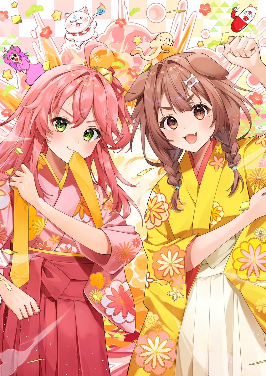 sakura miko, inugami korone, 35p, listener, and kikirara vivi (hololive and 1 more) drawn by amesui