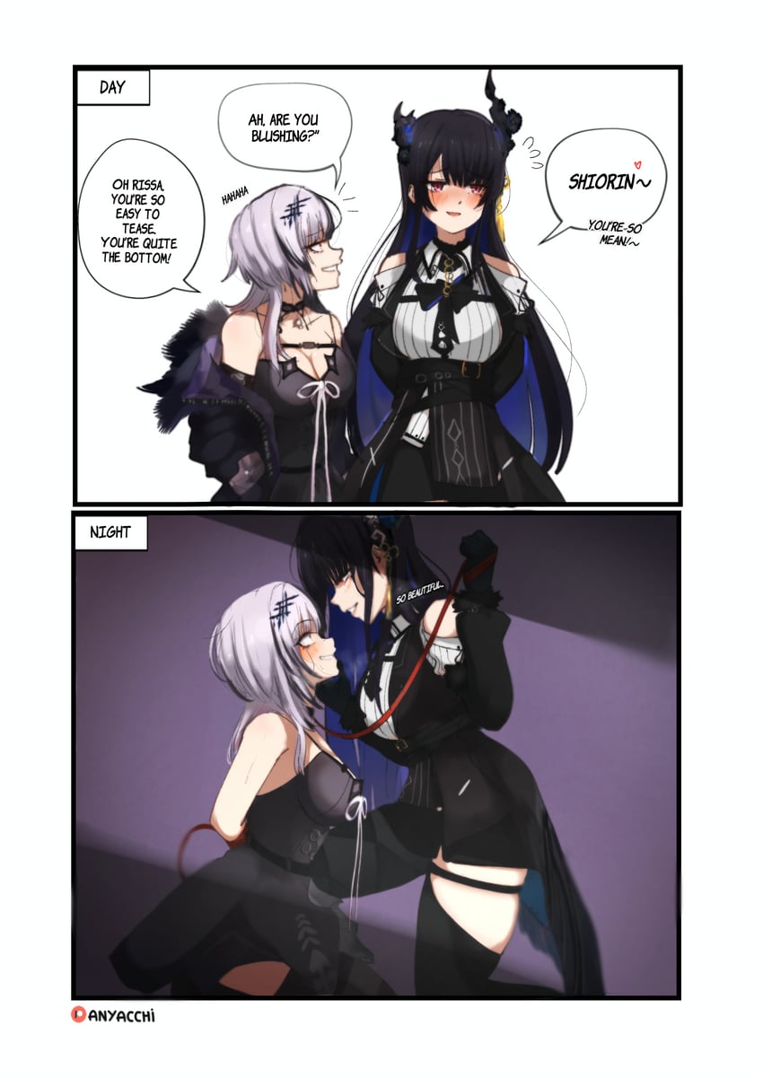 shiori novella and nerissa ravencroft (hololive and 1 more) drawn by anyacchi