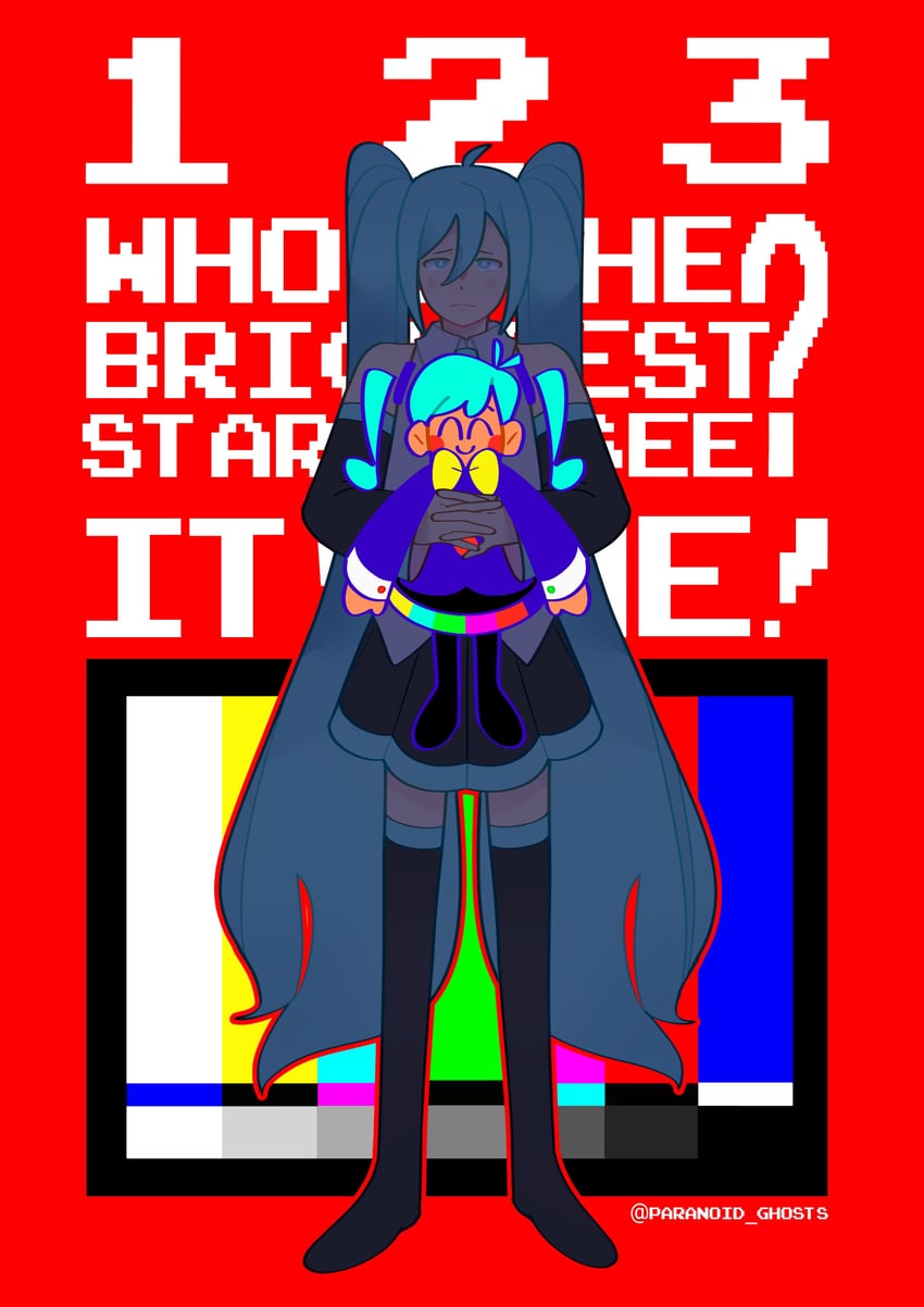 hatsune miku (vocaloid and 1 more) drawn by paranoid_ghosts