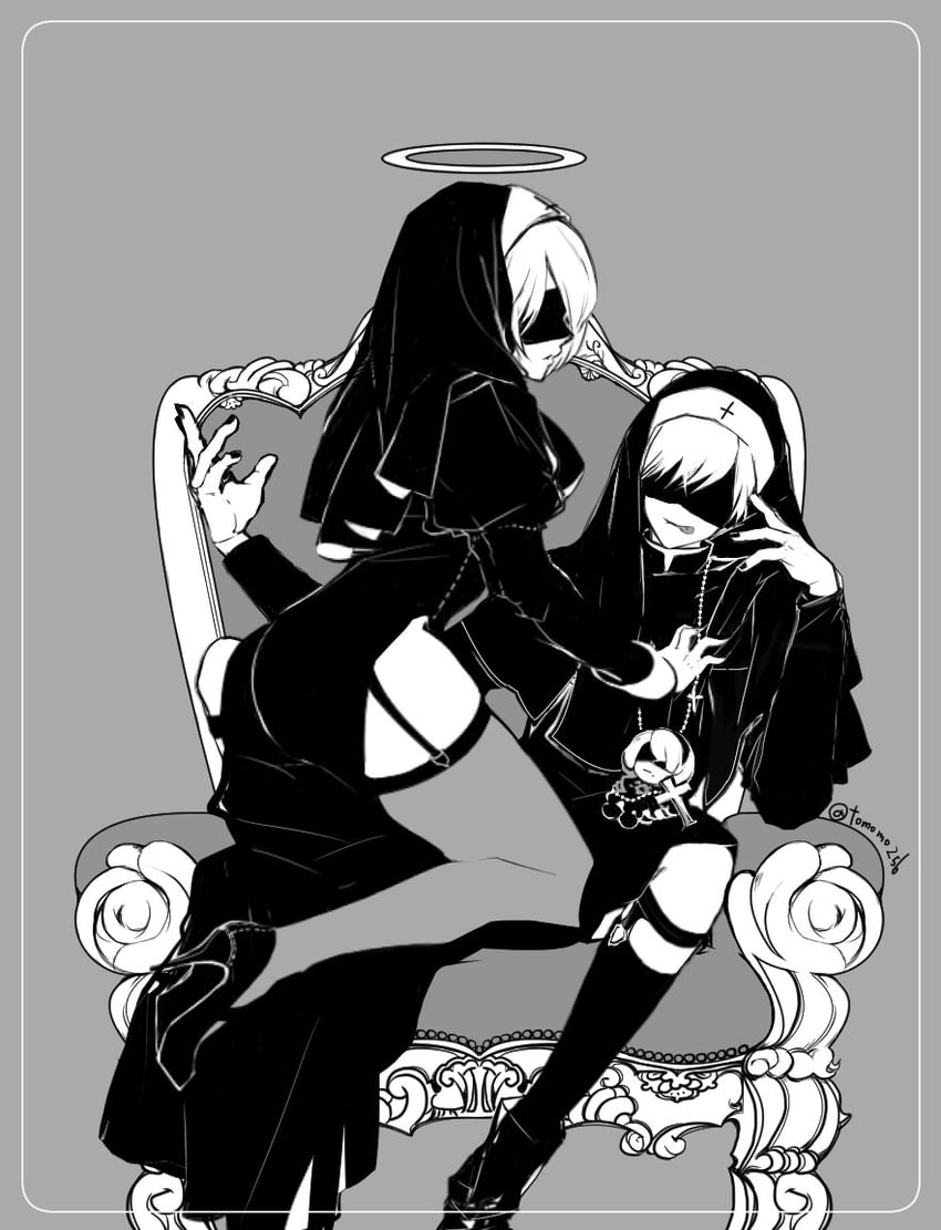 2b and 9s (nier and 1 more) drawn by tomo_(552252)