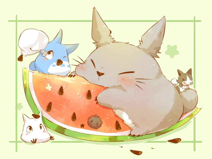 totoro, susuwatari, chibi totoro, and chuu totoro (studio ghibli and 1 more) drawn by ushiina