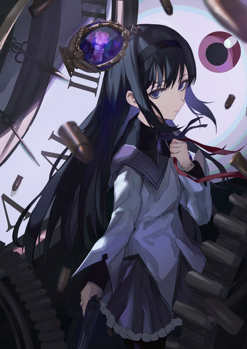 akemi homura and kaname madoka (mahou shoujo madoka magica) drawn by aster_(teslavision)