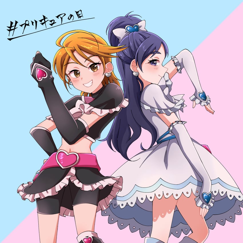 misumi nagisa, yukishiro honoka, cure black, and cure white (precure and 1 more) drawn by aikatsu0702