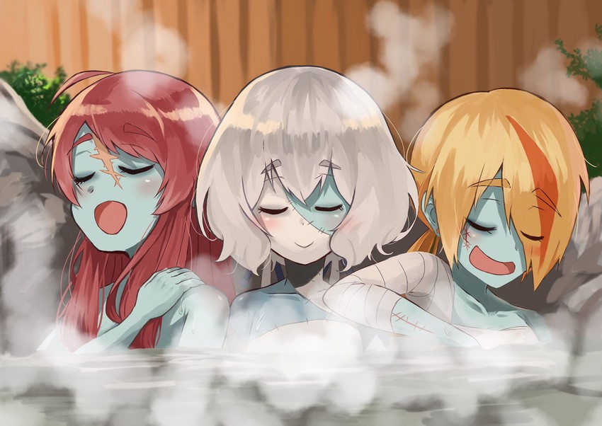 konno junko, minamoto sakura, and nikaidou saki (zombie land saga) drawn by sgen