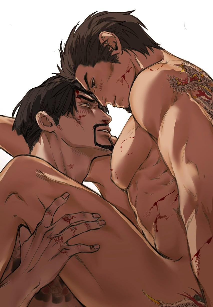 kiryu kazuma and majima goro (ryuu ga gotoku) drawn by sotenborinpc