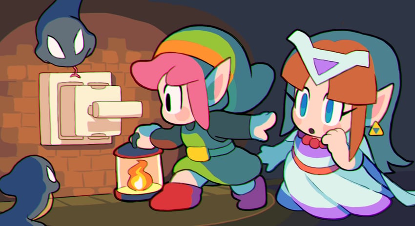 link, princess zelda, and rope (the legend of zelda and 1 more) drawn by gashi-gashi
