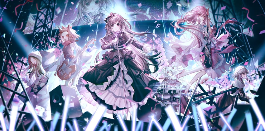 ash blossom & joyous spring, ghost ogre & snow rabbit, ghost belle & haunted mansion, ghost sister & spooky dogwood, ghost reaper & winter cherries, and 1 more (yu-gi-oh!) drawn by yasato