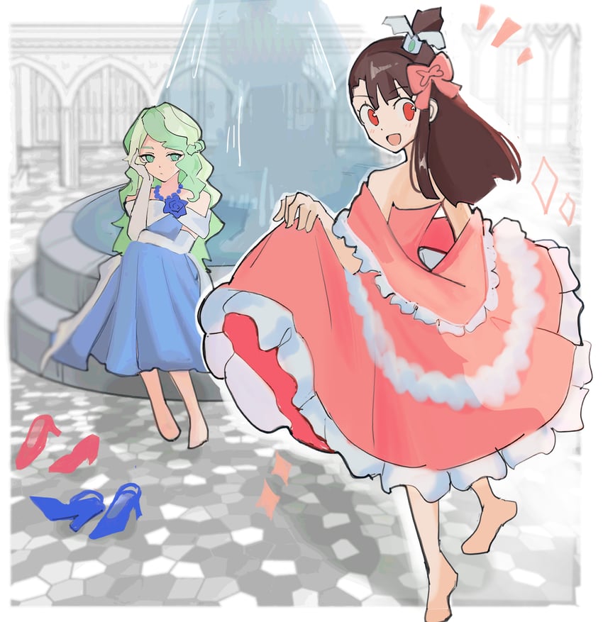kagari atsuko and diana cavendish (little witch academia) drawn by chya_dan_go12