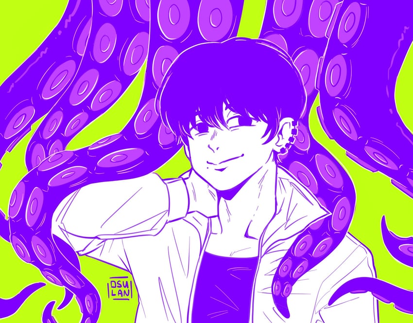 yoshida hirofumi and octopus devil (chainsaw man) drawn by osulan