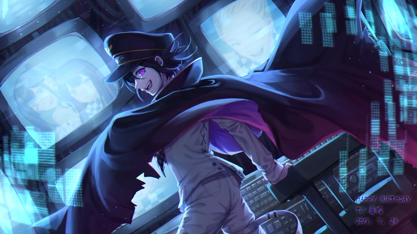 oma kokichi, gilgamesh, and saihara shuichi (danganronpa and 1 more) drawn by ewa_(seraphhuiyu)