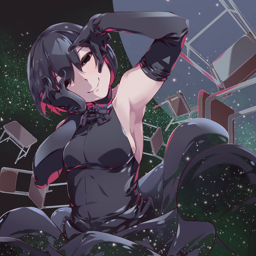 oshino ougi and the darkness (monogatari) drawn by hatanana_(ag6uptphhal3frd)