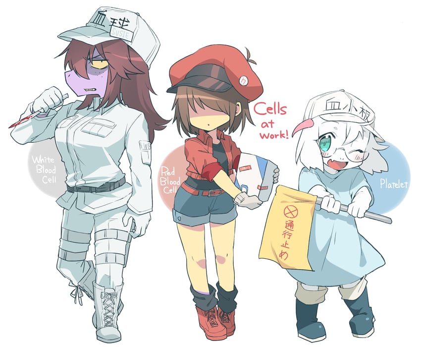 kris, susie, platelet, white blood cell, ralsei, and 1 more (deltarune and 1 more) drawn by komugiko_(bitte_komu)