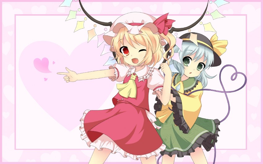 flandre scarlet and komeiji koishi (touhou) drawn by kumatoshi