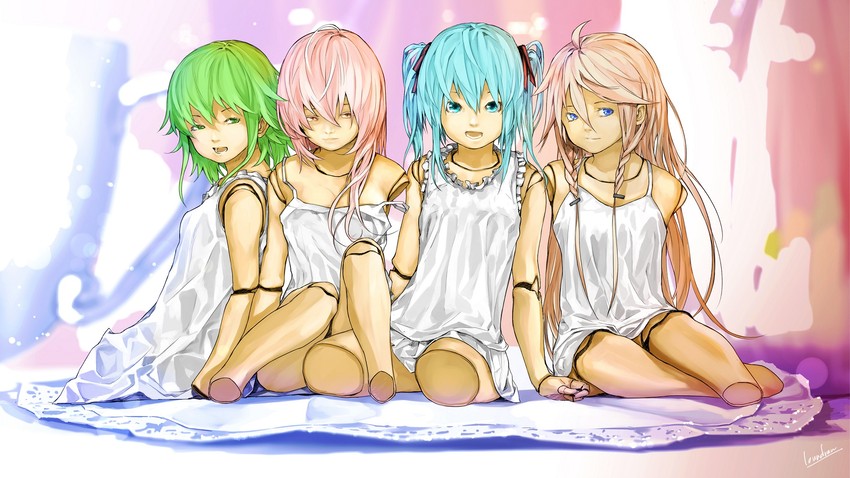 hatsune miku, megurine luka, gumi, and ia (vocaloid) drawn by loundraw