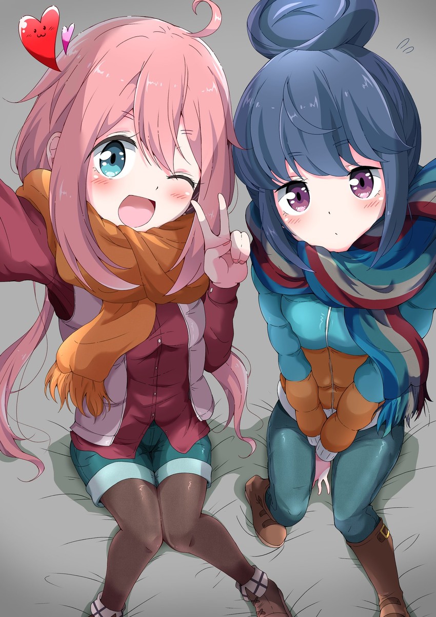 shima rin and kagamihara nadeshiko (yurucamp) drawn by eggman_(ni_tamagoex)