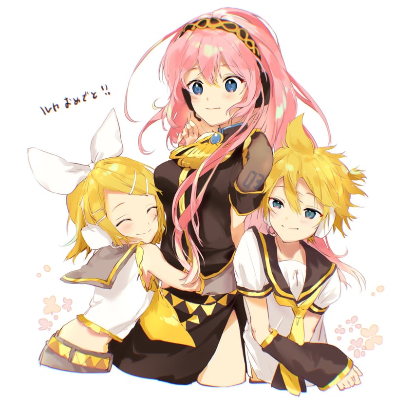kagamine rin, kagamine len, and megurine luka (vocaloid) drawn by oyamada_gamata