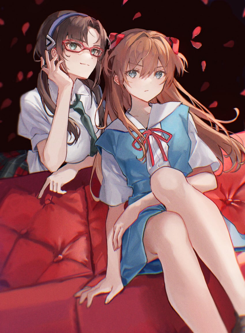 souryuu asuka langley and makinami mari illustrious (neon genesis evangelion) drawn by ban_(one_ban7241)