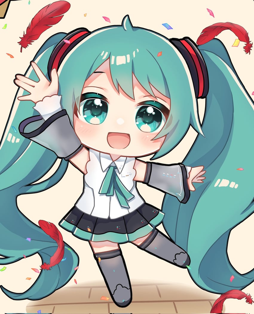 hatsune miku (vocaloid and 1 more) drawn by akikan_sabako
