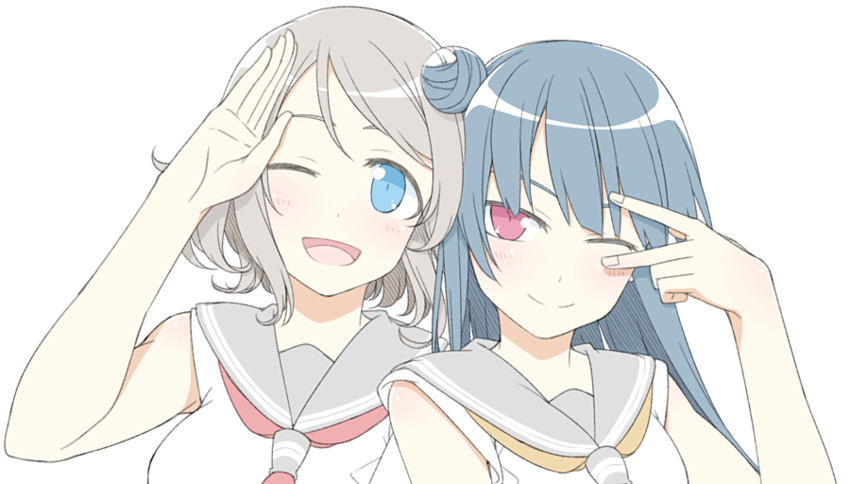 watanabe you and tsushima yoshiko (love live! and 1 more) drawn by sakuraba_yuuki