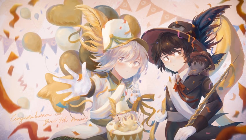 enraku tsubakura and houlen yabusame (len'en) drawn by hotaru_kago